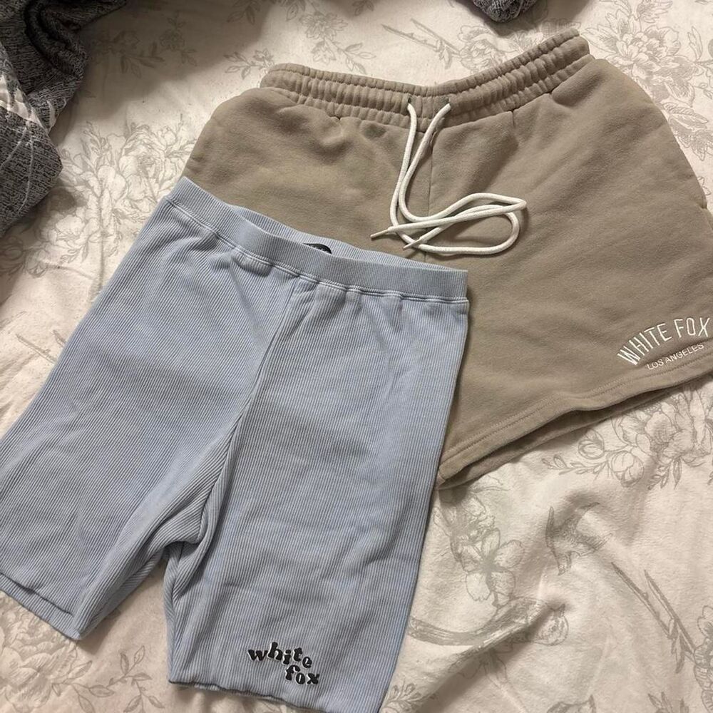 White-fox-boutique Women's Blue and Grey Shorts